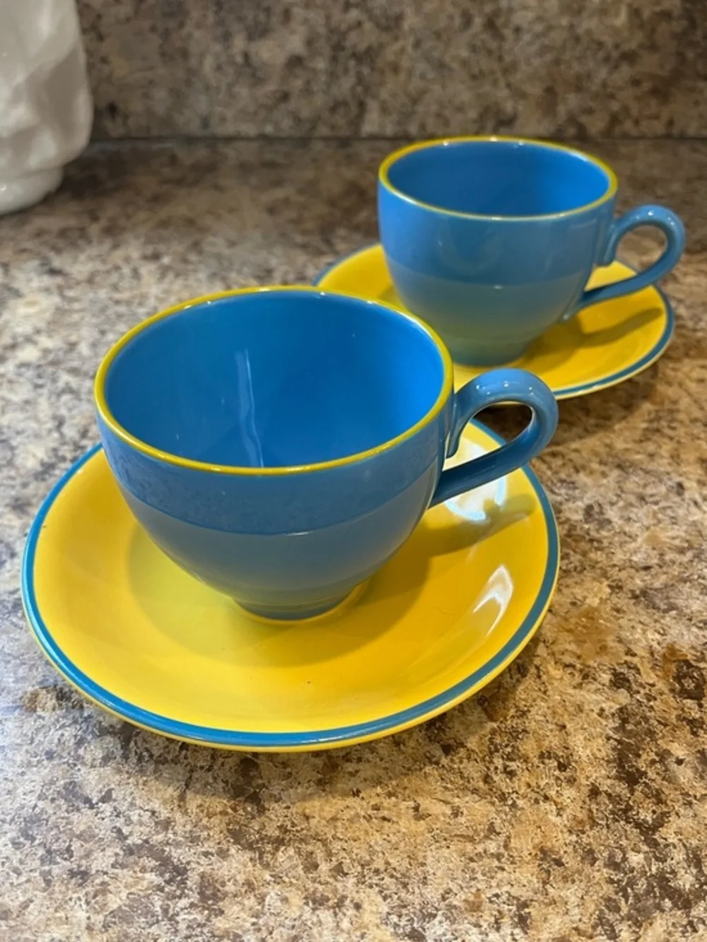 Mayfair Burleigh Bright Blue and Yellow Teacup and Saucer Set - 2pcs England